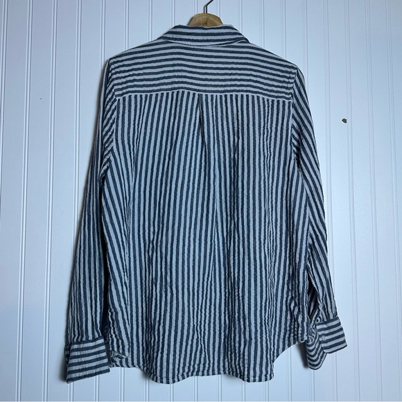 Caslon Grey  and White Striped Women’s 's Long Sleeves Shirt Cotton XL - Picture 6 of 7